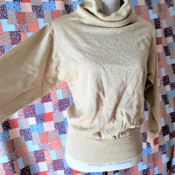 Vintage 1980s I. B. Diffusion Sparkly Gold Sweater Size Small - Picture 10 of 11